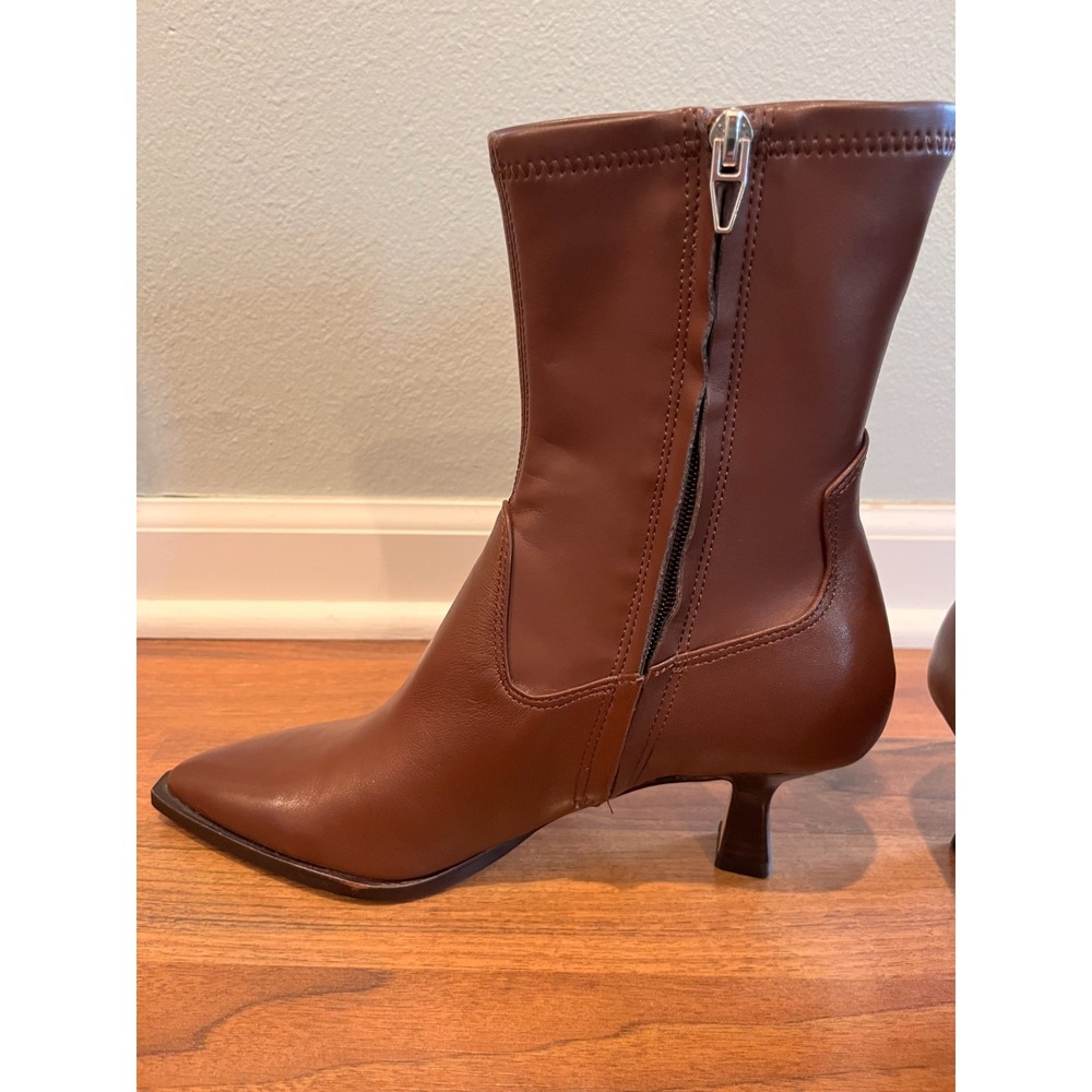 DOLCE VITA Arya Chocolate Brown Faux Leather Heeled Ankle Boots Womens Size 8.5 - Picture 4 of 9